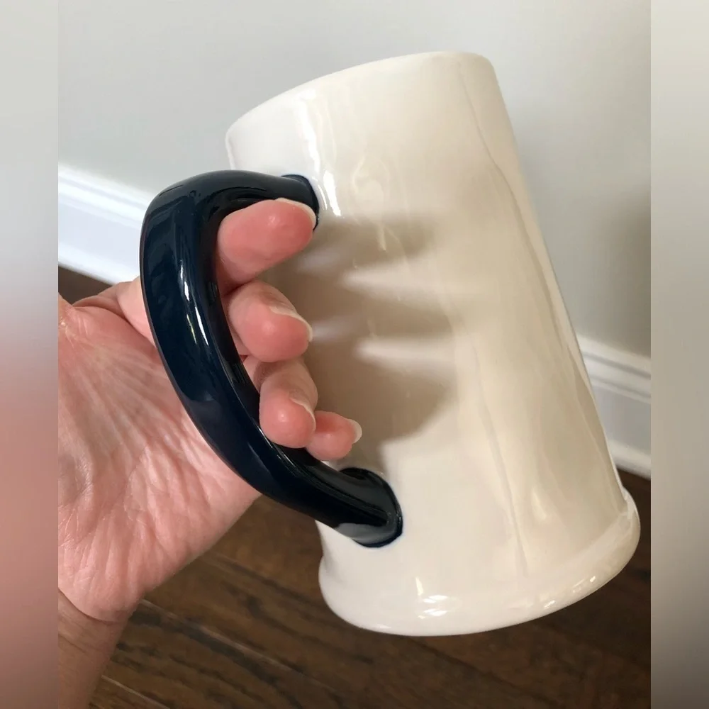 Rae Dunn Father’s Day “Dad’s Beer” Navy Blue/White Large Beer Mug - NWOT!